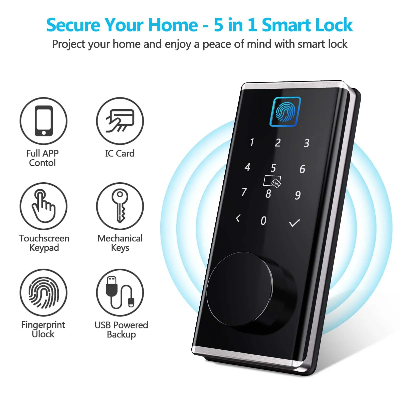 Smart Lock Fingerprint Deadbolt Lock With Touchscreen Keypad Keyless Entry Bluetooth Electronic Digital Lock With Ttlock App