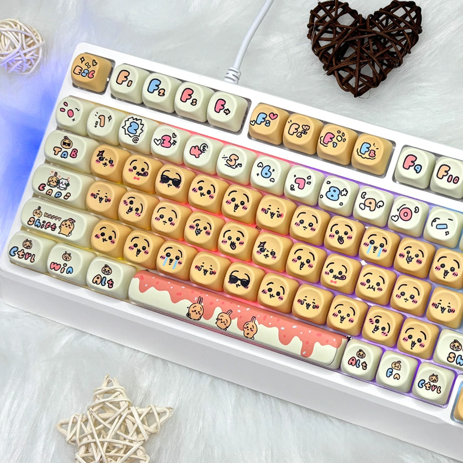 MOA Usagi personalized theme cute keycap customization text version five-sided heat sublimation mechanical keycaps