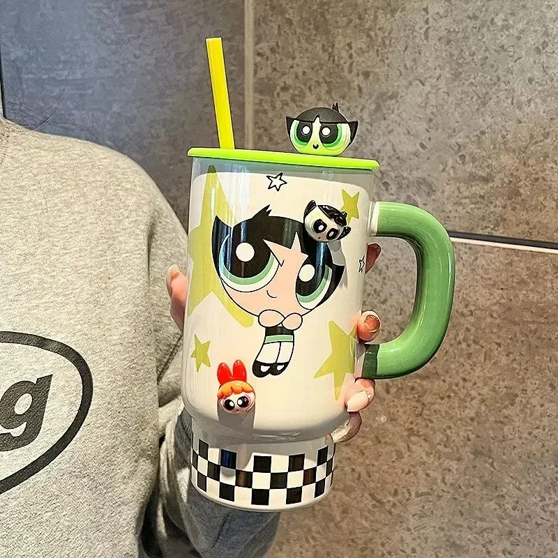 Nuovo The Powerpuff Girls Blossom Bubbles Buttercup anime periferico creativo cartone animato tazza di ceramica personalizzato carino regalo tazza d'acqua