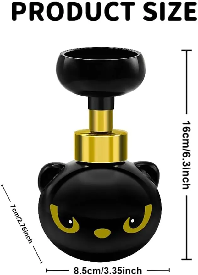 Cat Paw Soap Dispenser, Black Kitty Foaming Pump Creates Paw Foam, Cat Paw Print Soap Dispenser for Bathroom and Kitchen