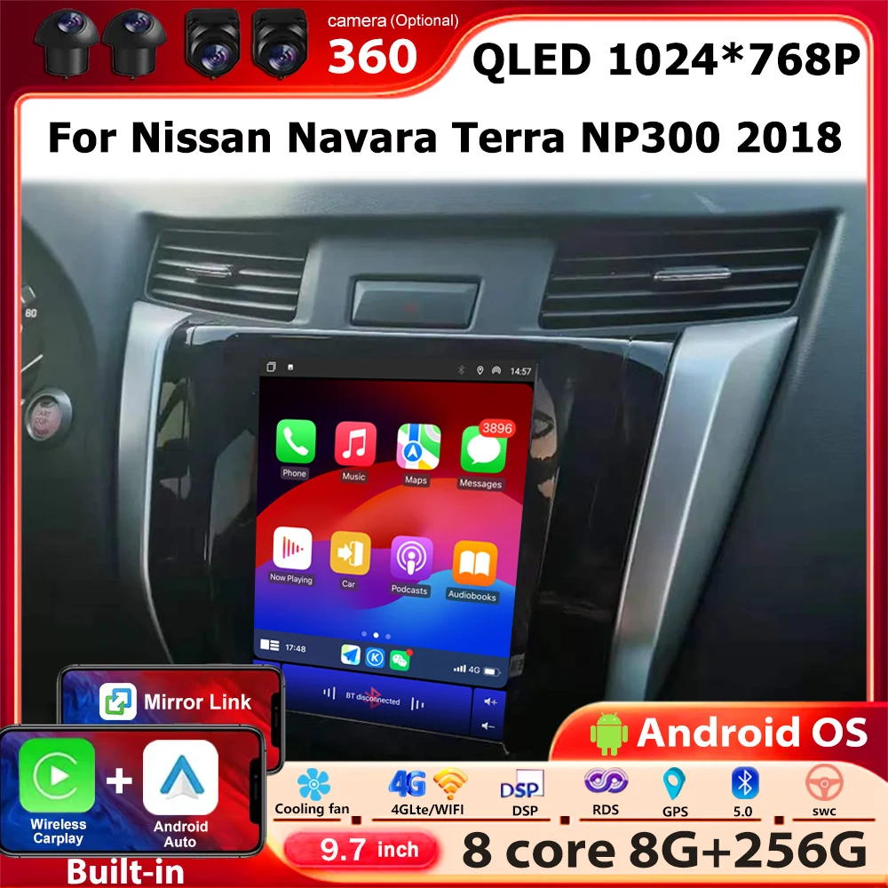 Android 16 Auto For Nissan Navara Terra NP300 2018 Car Radio Multimedia Video Player GPS Navigation Carplay DSP Head Unit 9.7''