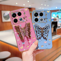 N ote 40 Little Butterfly Plating Holder Phone Case For Infinix Note 40 30 30Pro 11 40Pro GT20Pro 11Pro 12Pro Hot 12 30 40 Cover