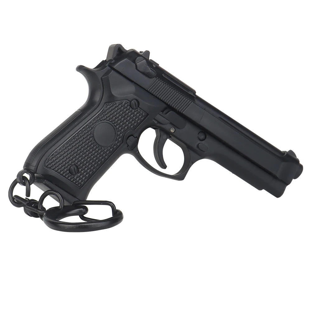 Llavero con forma de pistola en miniatura, Mini llavero de pistola de M92-Black 1:4, adorno colgante, regalo para fanáticos del ejército, colección de modelos