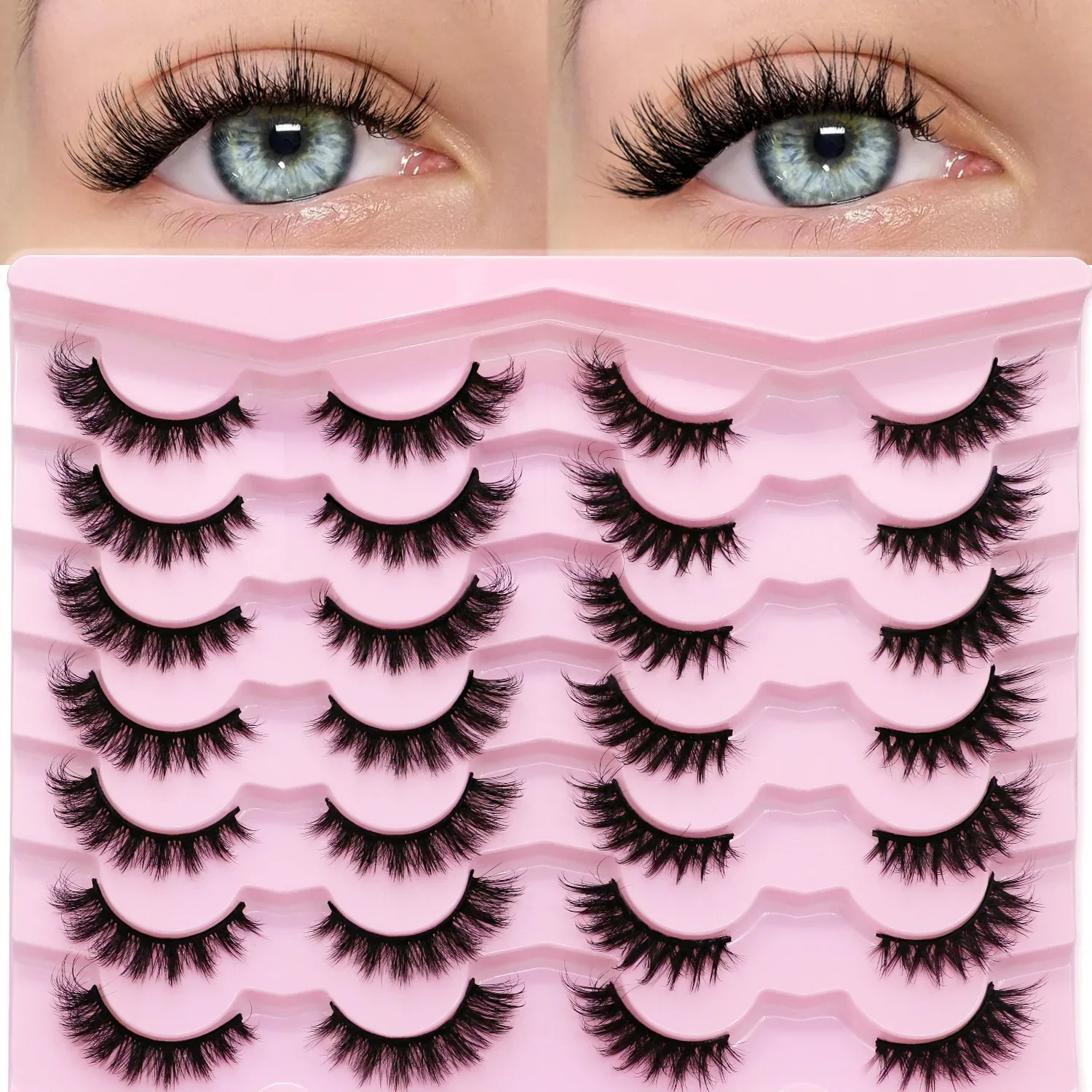 Veltrinay gato cílios postiços 3d fino volume macio cílios postiços ultra-leve flexível banda meia cílios maquiagem