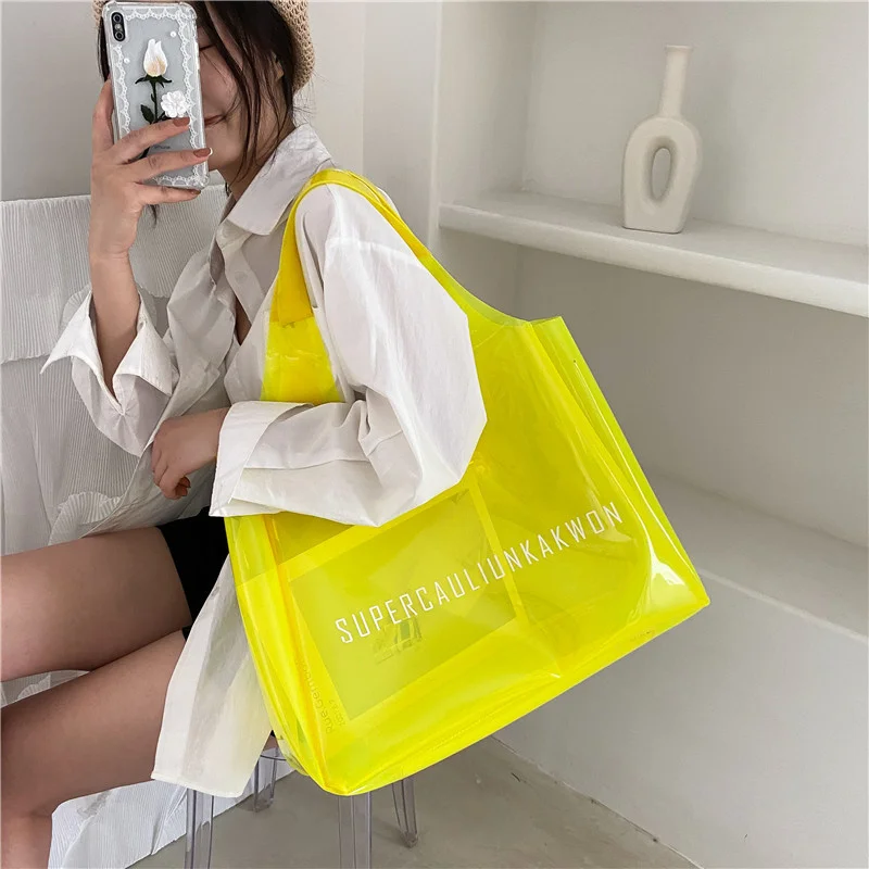 2023 Summer Transparent Jelly Clutch Bag Fashion PVC Women\'s Bag Beach Shoulder Trailer Special Clear Bags For Women Luxury Tote