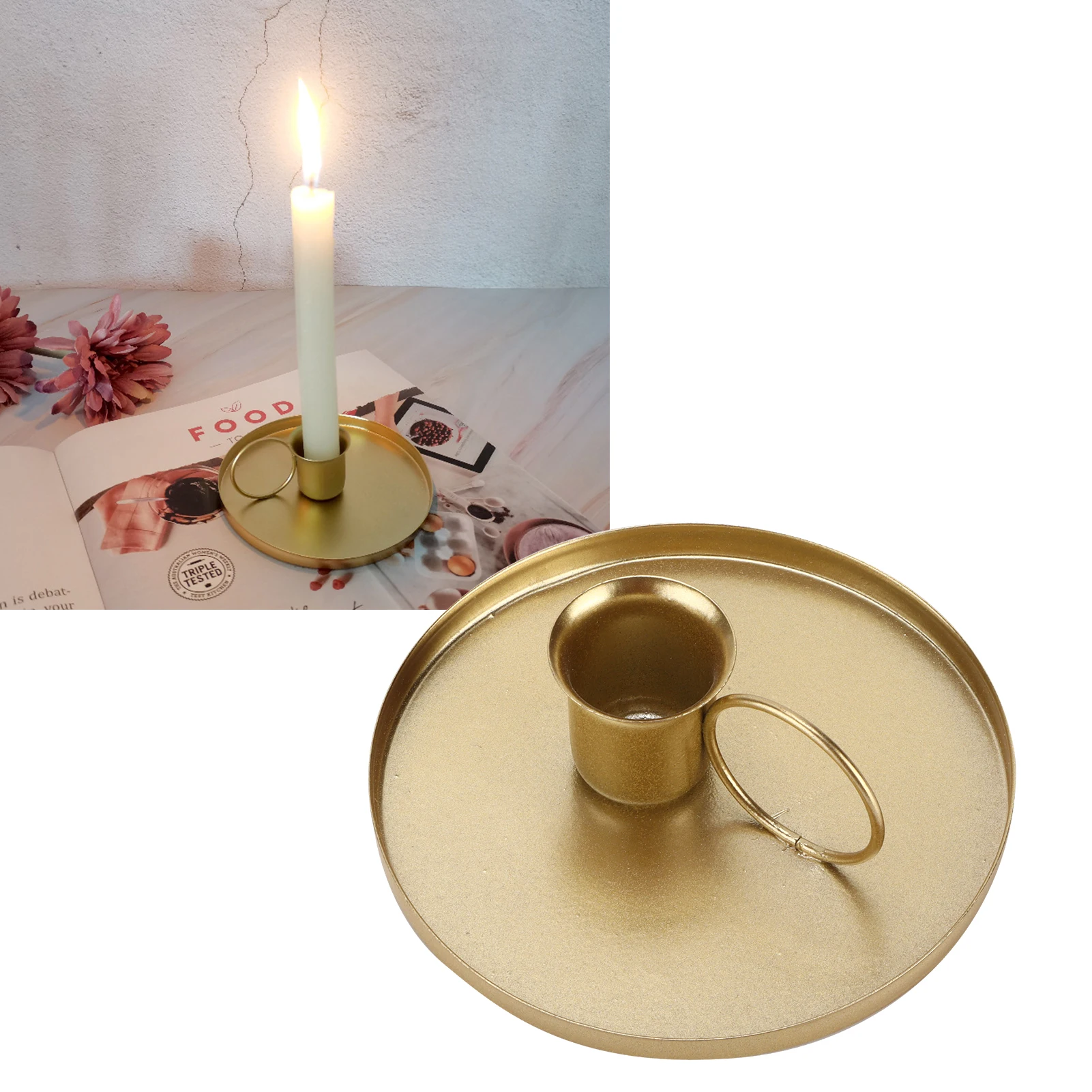 Creative Retro Candle Holder Metal Candlestick Taper Candle Holder With Handle For Tabletop Wedding Party Decoration