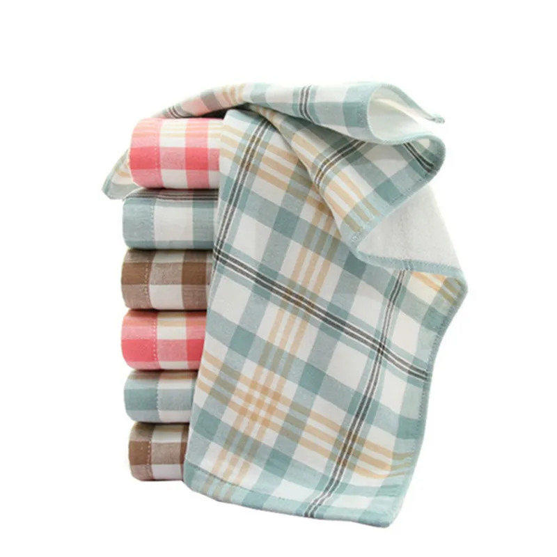 

1Pc 34x76cm Classical Color Plaid 100% Cotton Soft Water Absorbent Bathroom Adult Hand Towel