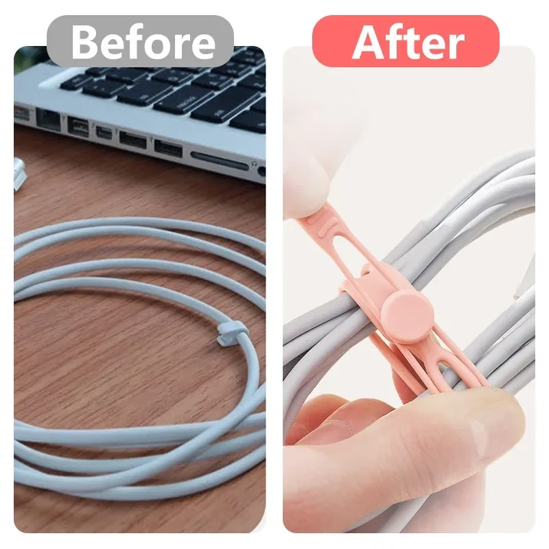 Silicone Cable Holder Straps Wire Organizer for Earphone/USB Data Cable/Computer Cable Ties Cord Organizer in Home Office School