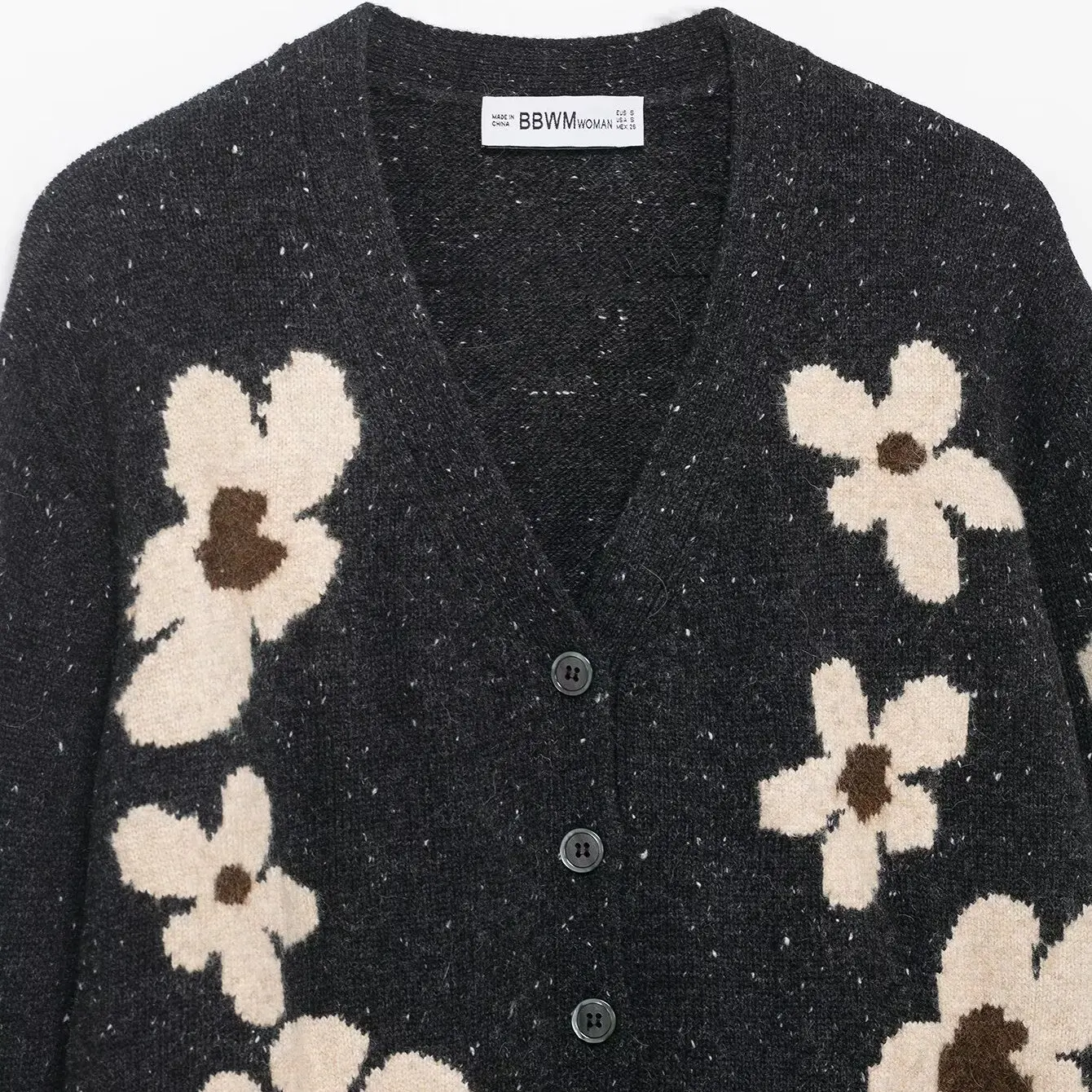 JNLEAOG otoño nueva Faion bordado Floral tejido prendas de vestir exteriores sueltas cárdigan largo Sve fibra de poliéster frente abierto