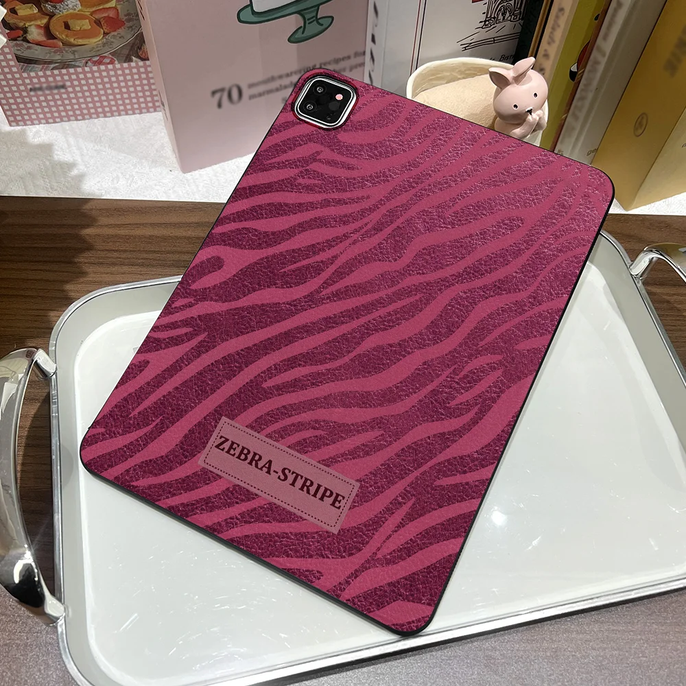 Fashion Burgundy Zebra Stripe Straight Edge Matte Tablet Case For Samsung Galaxy Tab S9 S10 S11 S12 Ultra S12 Plus A9 A11 Cover