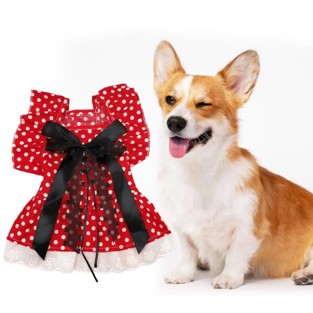 Beautiful Pet Dress Bowknot Dress-up Cute Spring Summer Puppy Dress