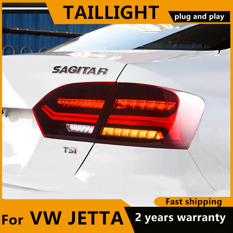 For VW Jetta MK6 Sagitar LED Tail Lights 2012 2013 2014 LED DRL Tail Lamp Dynamic Turn Signal Light Car Taillights Assembly