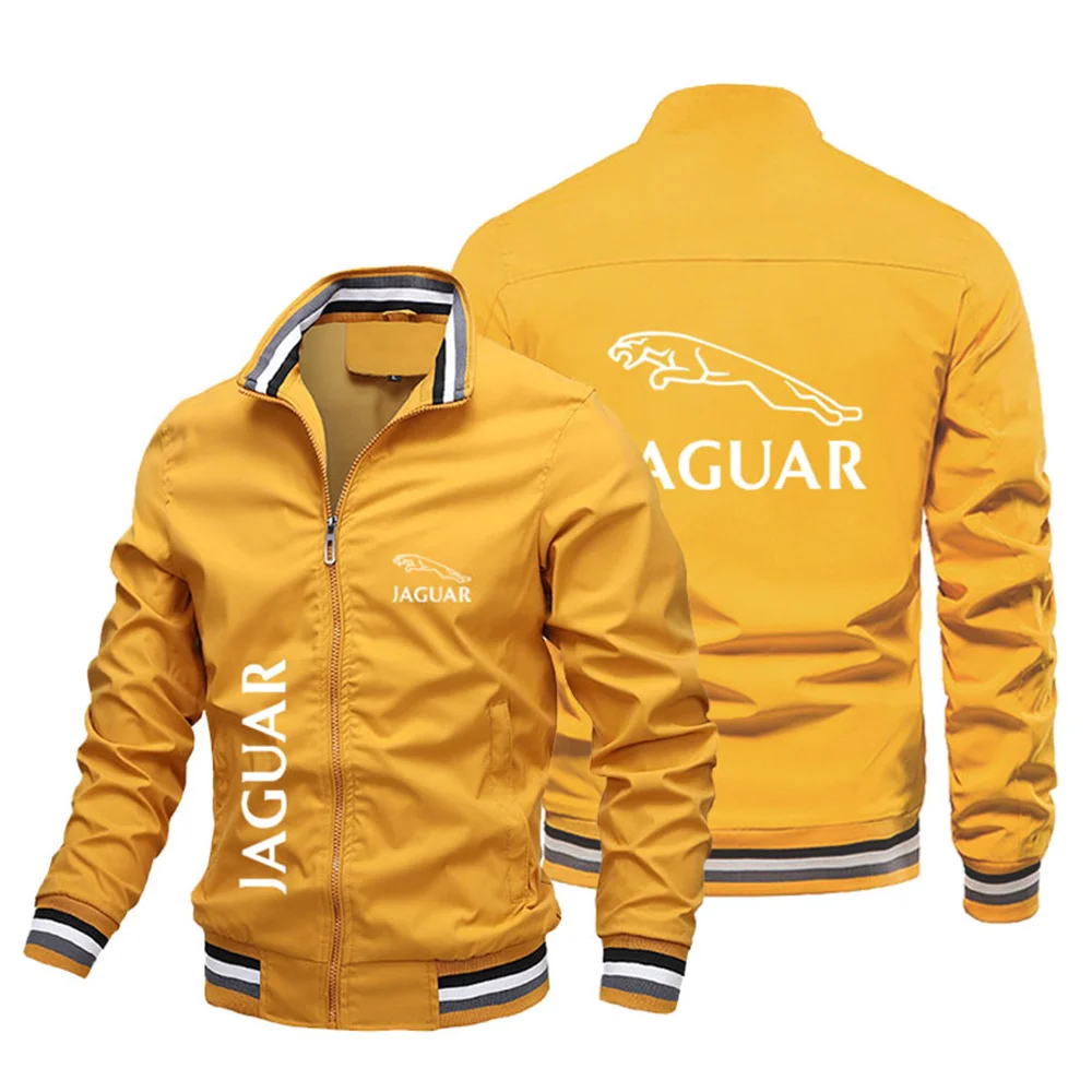 2024 fall and winter new brand car logo jaguar men\'s jacket casual outdoor windproof motorcycle bomber lightweight jacket