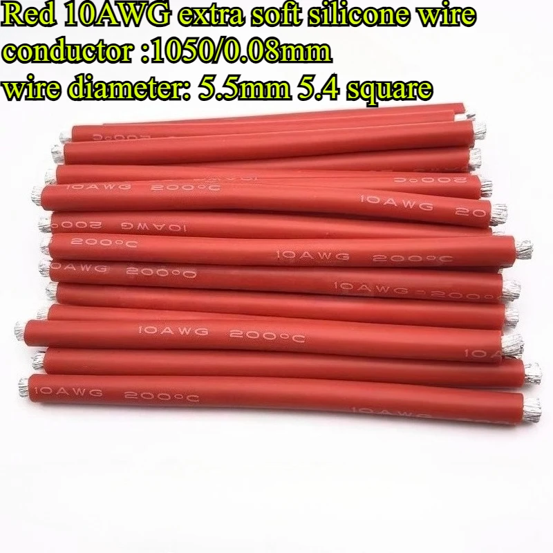 Red Black Double head Tin Plating High Temperature Resistant Extra Soft Silicone Wire Cable 10/12/14/16/18AWG 10/20/30/50cm