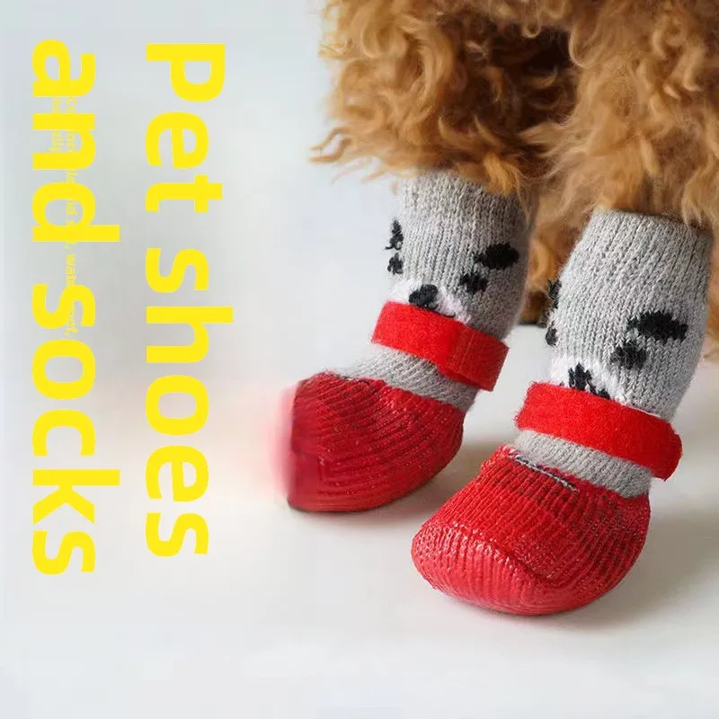 

Pet Waterproof Socks Dog Silicone Rain Shoes Cat Socks Non-slip Wear-resistant Shoes Socks Outdoor Sports Shoes Keep Warm