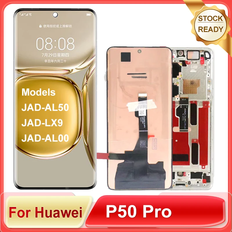 Original 6.6 "oled para huawei p50 pro display lcd tela de toque digitador assembléia para JAD-AL50, JAD-LX9, JAD-AL00 modelo