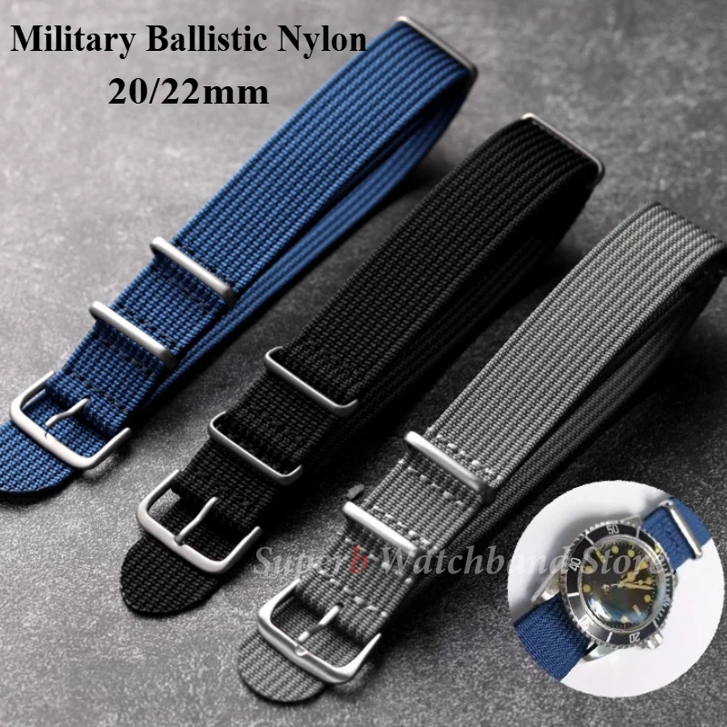 عالية الجودة نايلون 20 مللي متر 22 مللي متر حزام (استيك) ساعة مقاوم للماء حزام ساعة عسكري عادية حزام الساعات الجيش الرياضة استبدال حزام