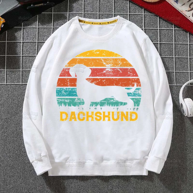 Sudadera con capucha de perro salchicha Teckel para hombre, ropa de calle de Hip Hop, jersey de Color blanco, otoño