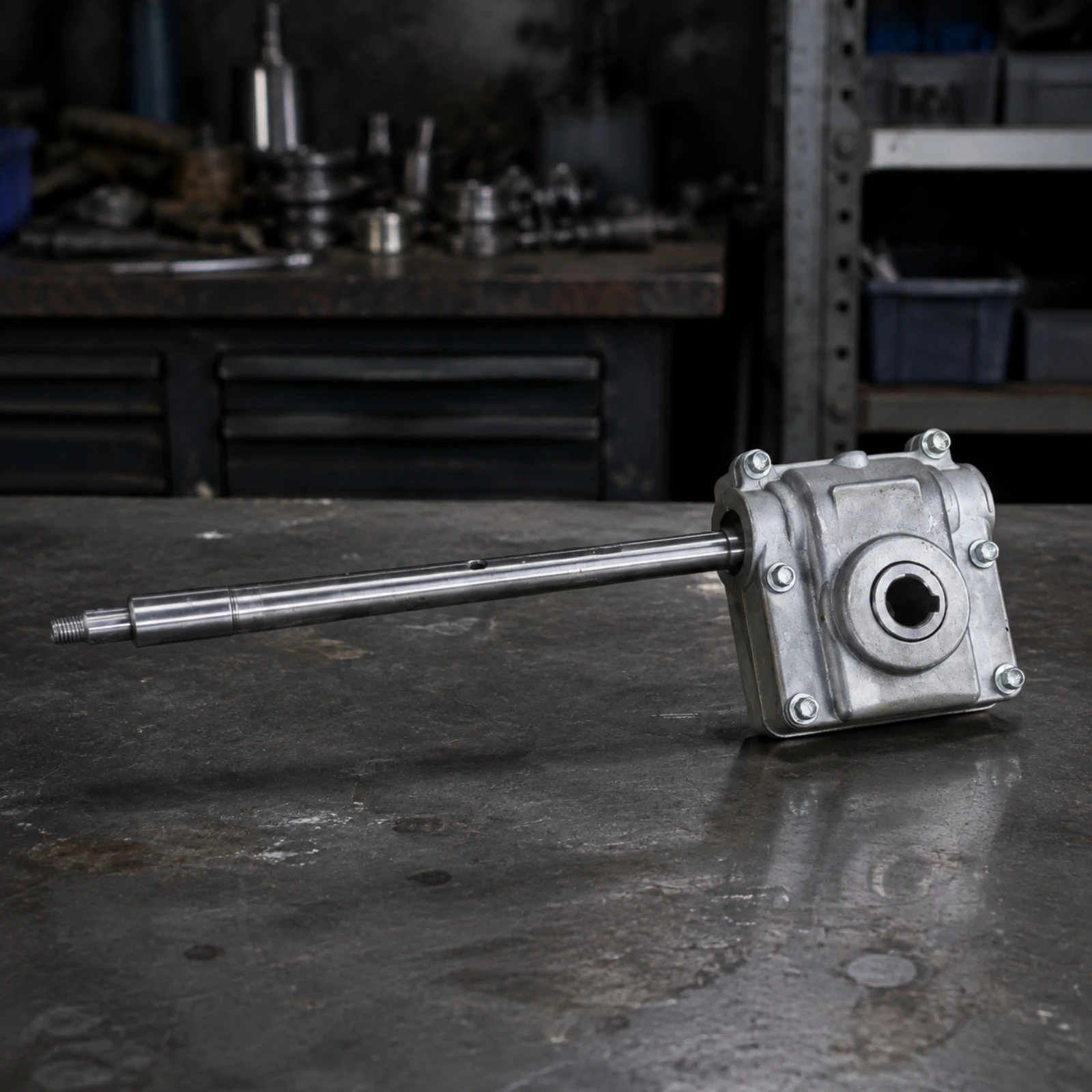 Heavy Duty Snow Thrower Gearbox Assembly with Bolted Housing and Drive Shaft for Snow Clearing Machines