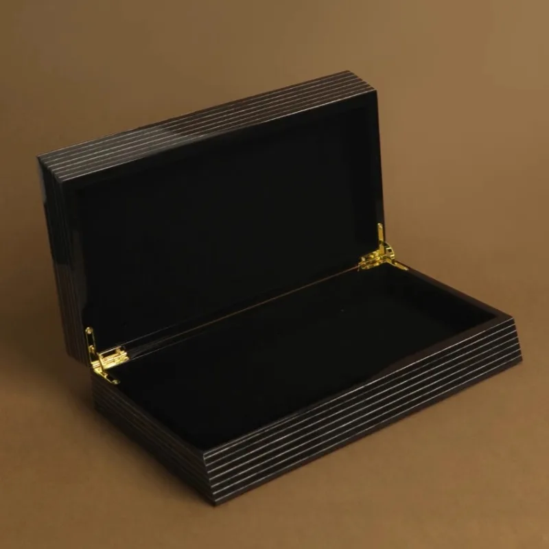 صندوق مجوهرات ريترو أسود ورنيش خاتم أقراط المنظمون صناديق المجوهرات الفاخرة عرض يعرض سوار قلادة حاوية علب #3