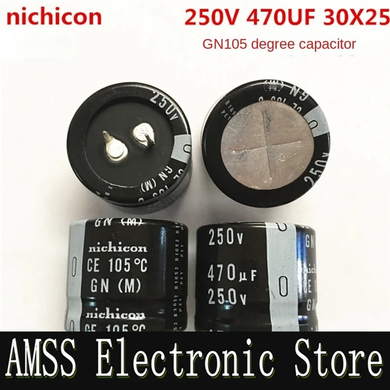 AMSS （1PCS）250V470UF 30X25 nichicon aluminum electrolytic capacitor 470UF 250V 30*25 105 degrees.