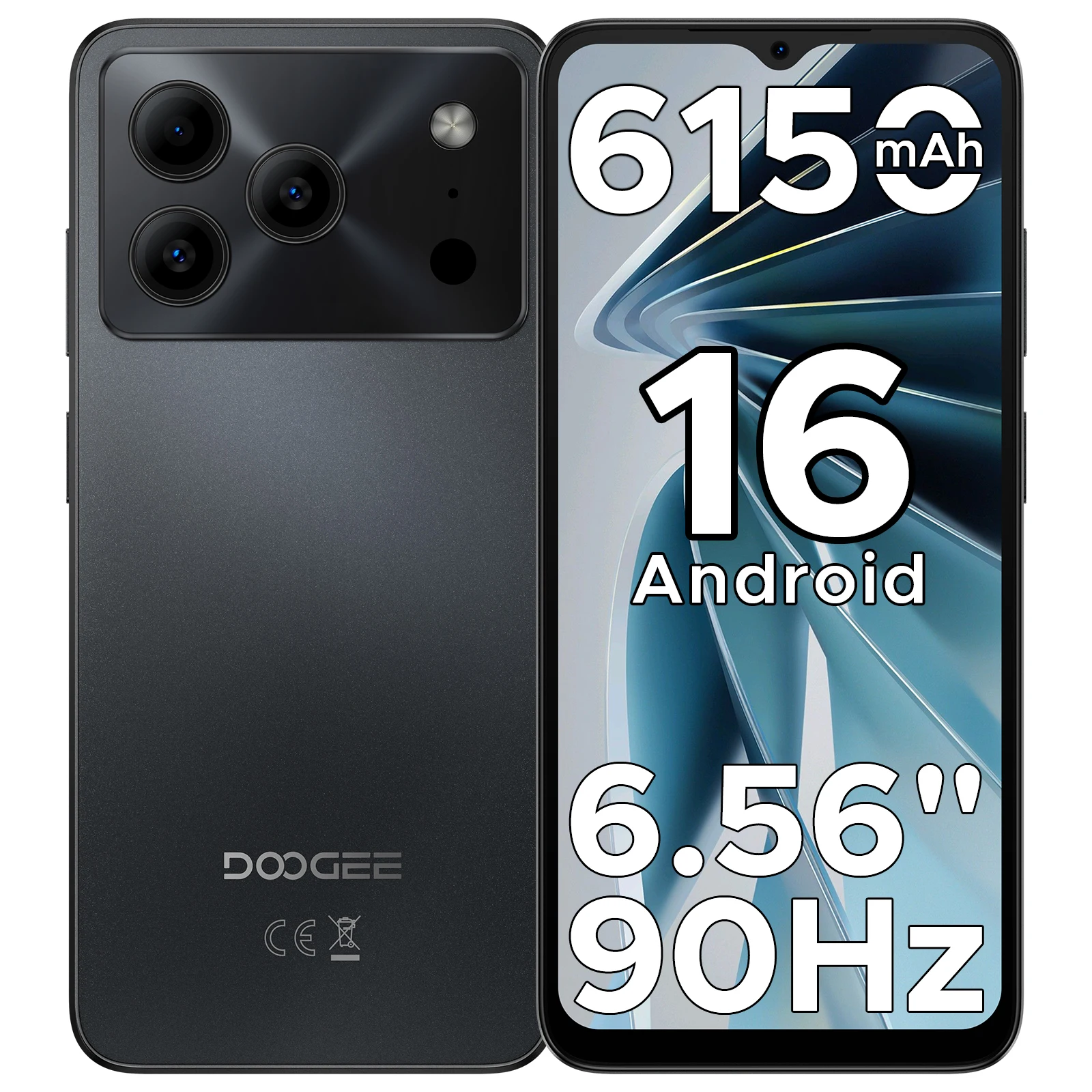 DOOGEE Note 56 Smartphone Android 16 6150mAh Grote Batterij 24GB RAM(3+21) 64GB ROM 8MP Camera 6.56” 90Hz Display Mobiele Telefoons