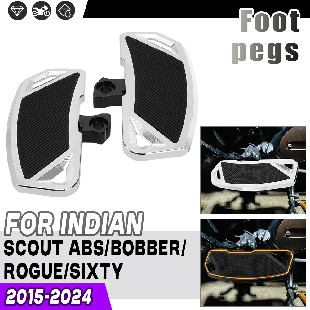 

For Indian Scout Sixty Rogue Twenty Bobber ABS 2015-2024 Rider Floorboards Driver Footboard Front Foot Rest Pedal Wide Footrest