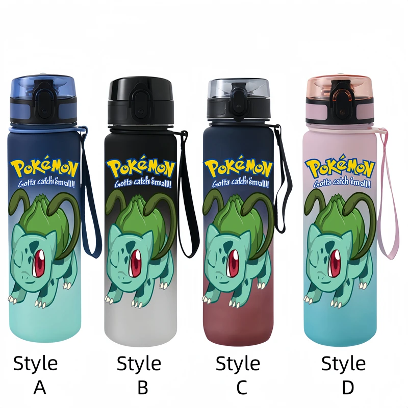 650ML Bulbasaur อะนิเมะถ้วยน้ําแบบพกพาเด็กกีฬากลางแจ้งขนาดใหญ่ความจุพลาสติก Antidrip ขวดน้ํา