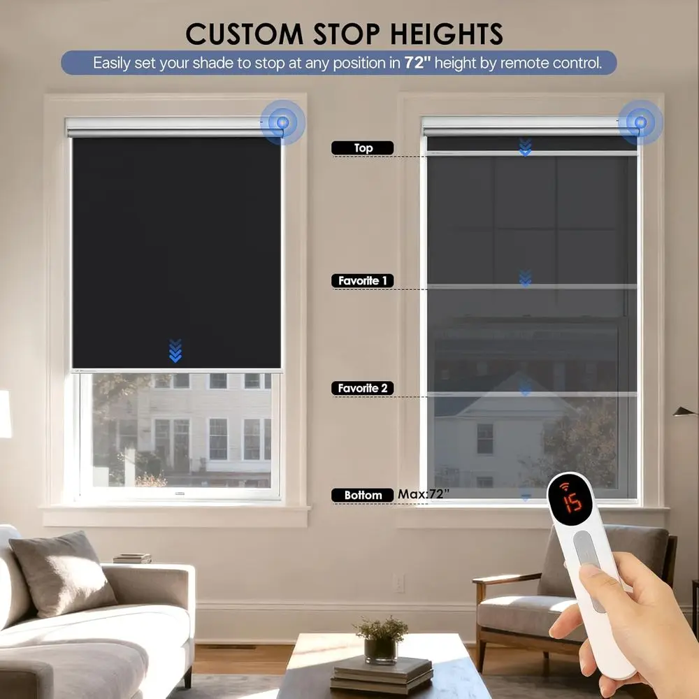Slimme verduisteringsgordijnen op zonne-energie, afstandsbediening, Alexa-compatibel, zwart, 34x72