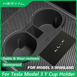 Herval For Tesla Model 3/Y Highland 2021-2024 Center Console Cup Holder Insert Anti-slip Silicone Water Cup Holder Accessories