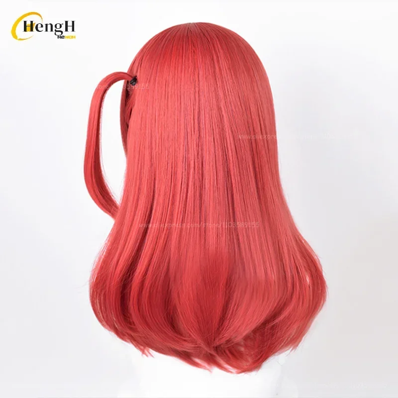 In Stock Ikuyo Kita Synthetic Hair Anime 50cm Long Rose Red Side Tied Braid Cosplay Anime Wig Heat Resistant Hair Halloween Wigs