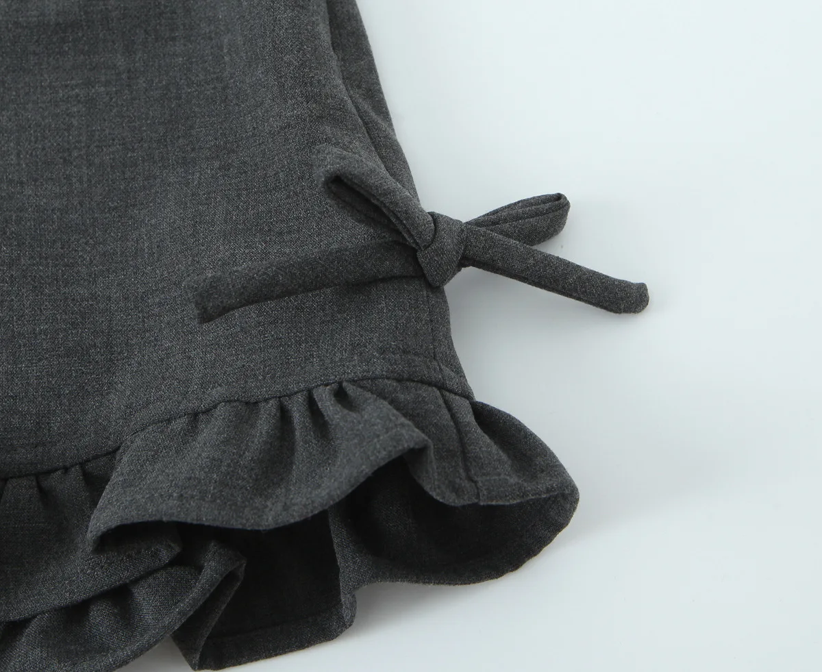 Roupas femininas 2025 verão novo estilo europeu e americano design de moda cinza arco shorts de renda