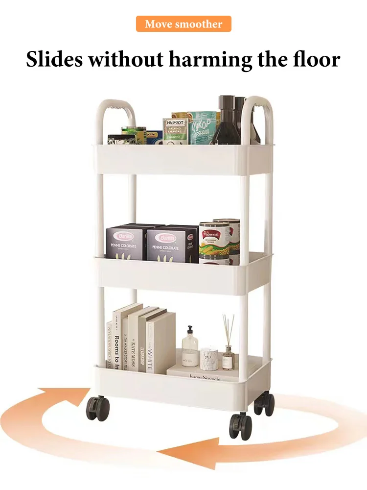 Trolley Rack Mobile Cart Snacks Storage Organizer Household Multifunctional Sundries Racks With Wheels Multi Storey Bookshelf