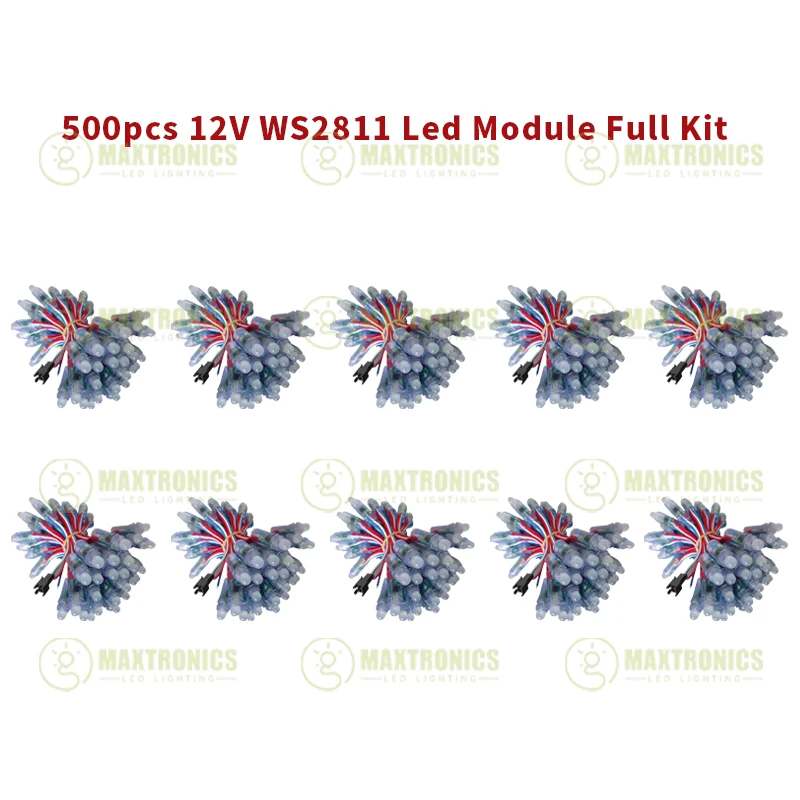 DC12V 500-1000 szt. 12mm WS2811 IC pełnokolorowa moduł lampy LED pikselowa IP68 wodoodporna kolor RGB oświetlenie pikselowe LED cyfrowa lub pełny