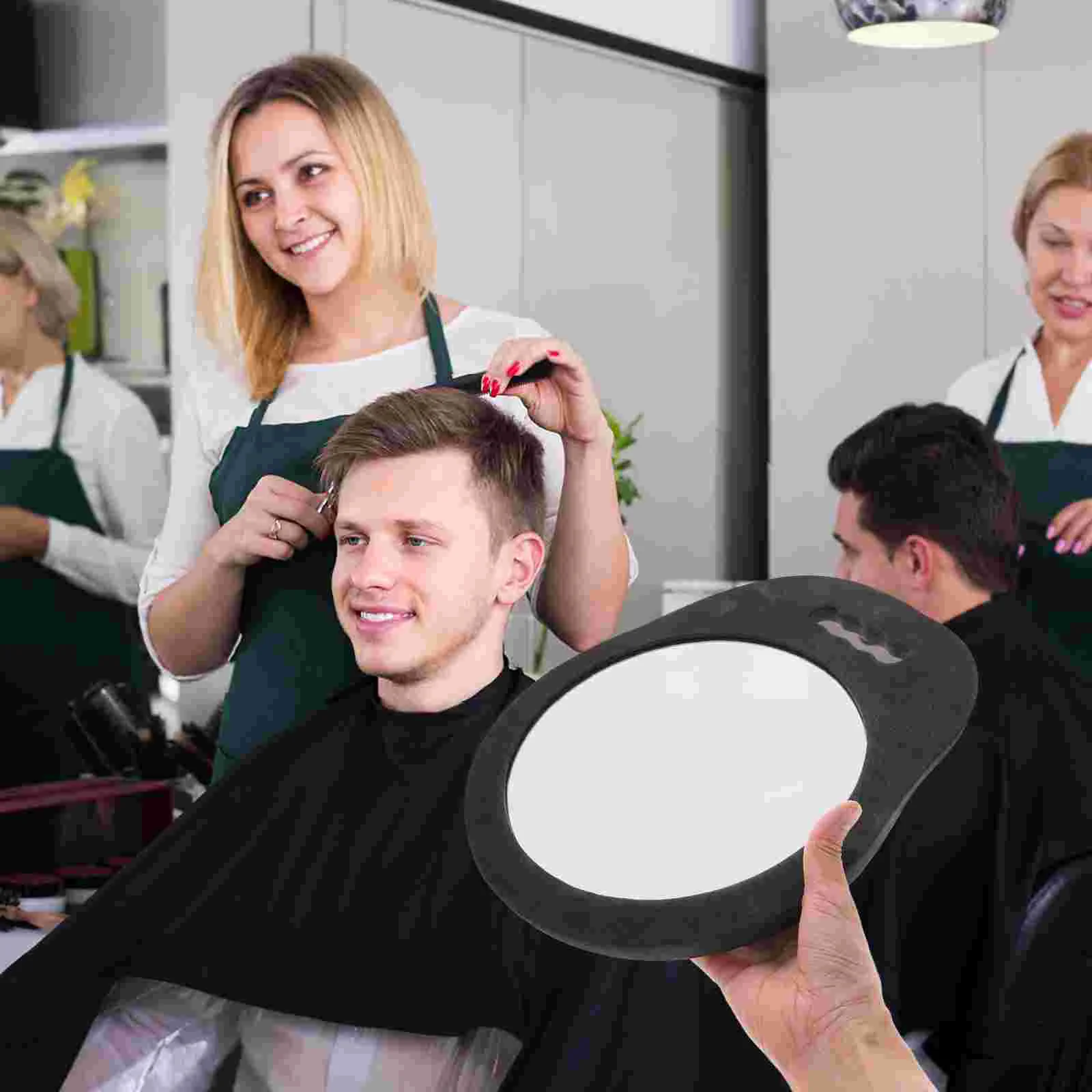 Rétroviseur auto-coupe de cheveux vintage avec poignée, grands miroirs brillants pour déterminer la main