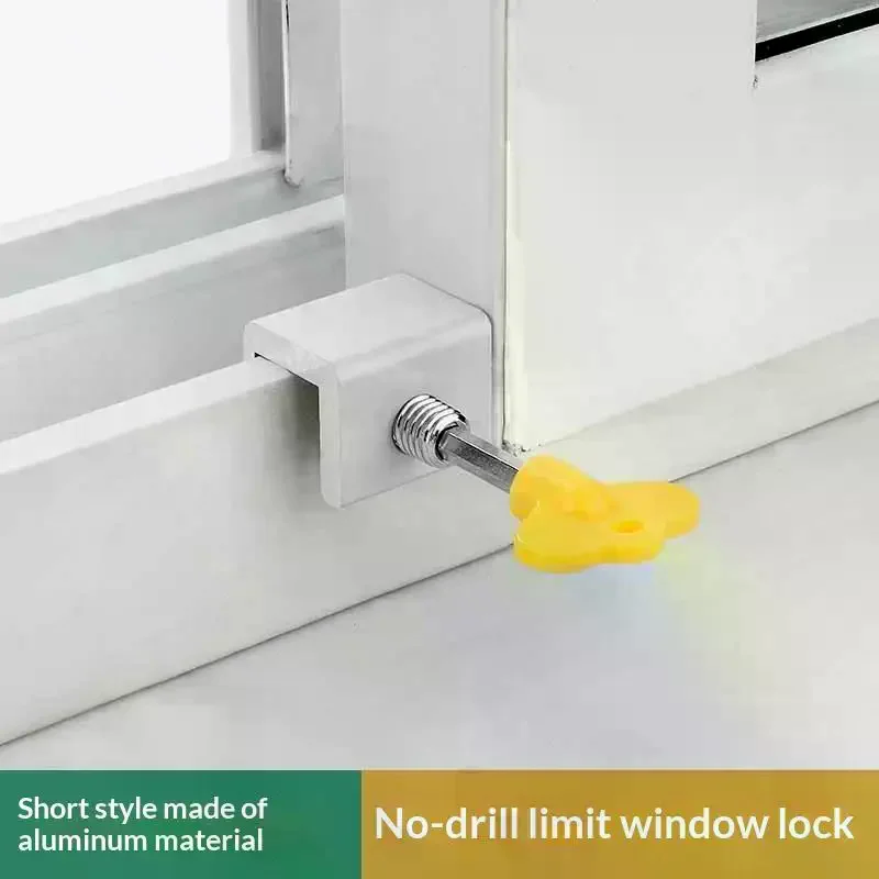 Window Lock, Adjustable Sliding Door Lock With Key, Aluminum Window Security Safety Locks For Kids & Pets