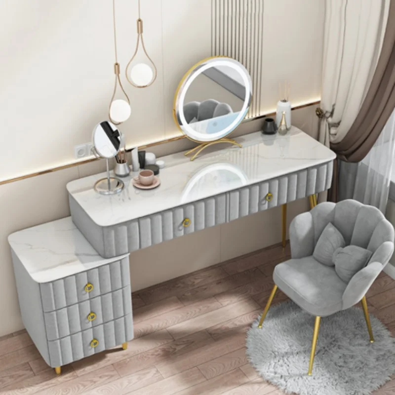 Organizer Chair Vanity Table Makeup Drawer Led Woman Dressing Table Nordic Makeup Mirror Mdf Penteadeira De Maquiagem Tables