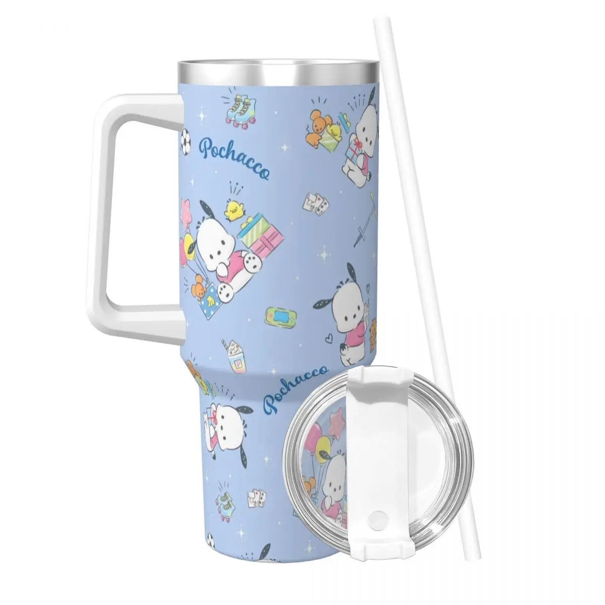 Stainless Steel Tumbler Pochacco Sanrio Thermal Cups Leakproof Hot Drinks Car Mugs Beach Graphic Water Bottle