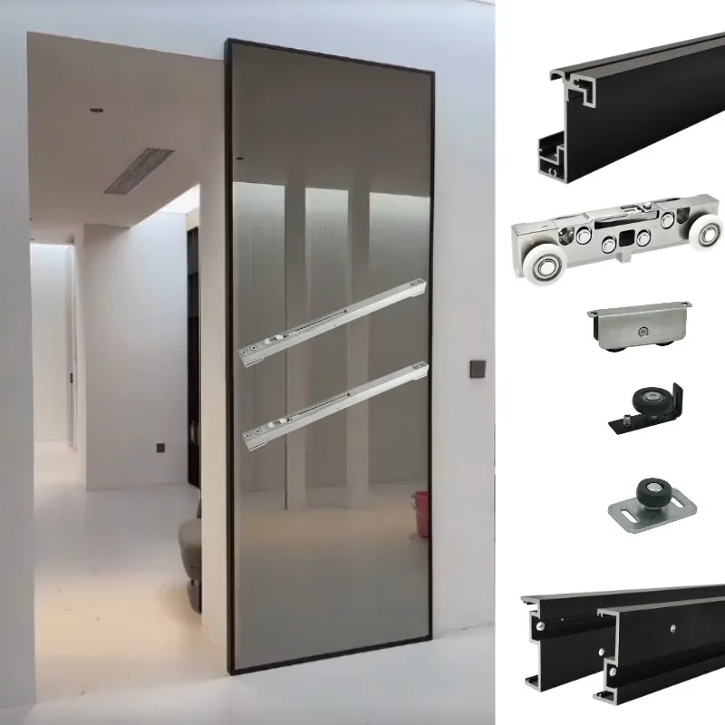 9ce Soft Closing Trackless Sliding Door Invisible Door Frame Hardware Kits for Home Interior Magic Ghost Sliding Door System