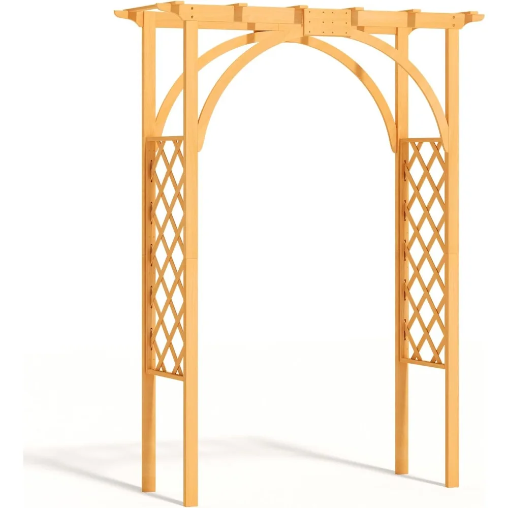 7.1FT Garden Wooden Trellis, Garden Arch for Climbing Plants, Garden Arbor Plant Stand for Wedding Ceremony Birthdays Parties