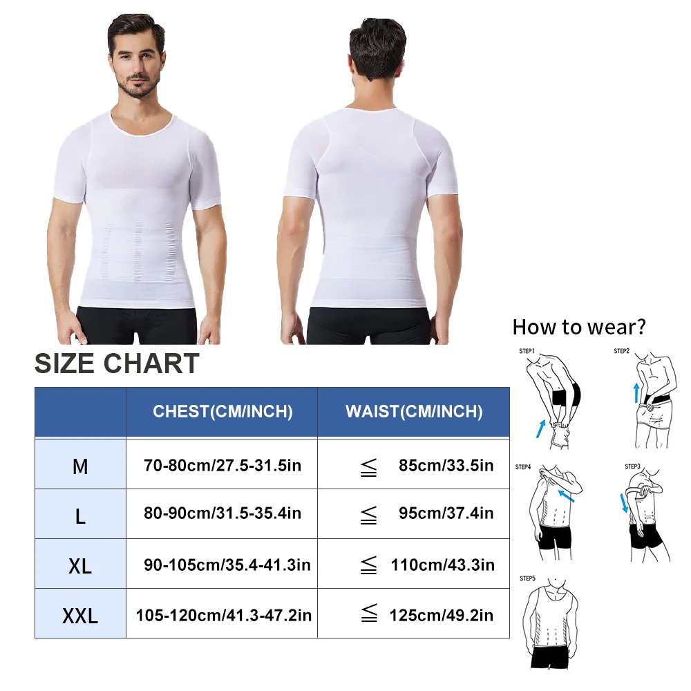 Men's Short Sleeve Compression Tank Top, Seamless Body Shaper Undershirt for Abdominal Slimming & Muscle Support During Fitness.