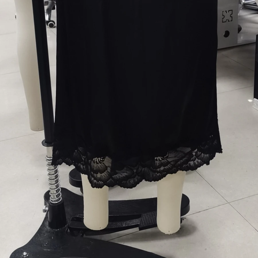 

Premium Womens Satin Midi Skirt Stylish Elegant Solid Color Lace Trim Slim Fit Mid Rise Skirt Quality Dress