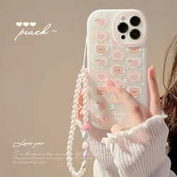 Pearl Shell Chocolate bear peach Love art Phone Case For iPhone 17 16 15 14 13 11 12 Pro Max 17 Air case Cute Sweet Soft Cover