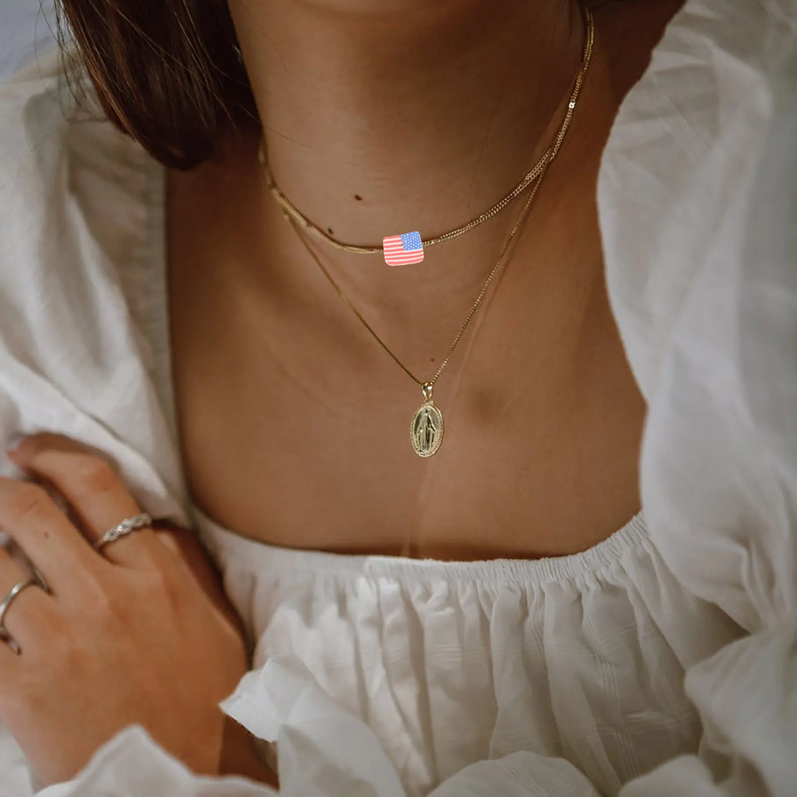 100 قطعة مربعة الشكل الوطنية العلم الأمريكي خزر عازل DIY بها بنفسك مجوهرات سوار قلادة الحرفية بوليمر كلاي الخرز #2