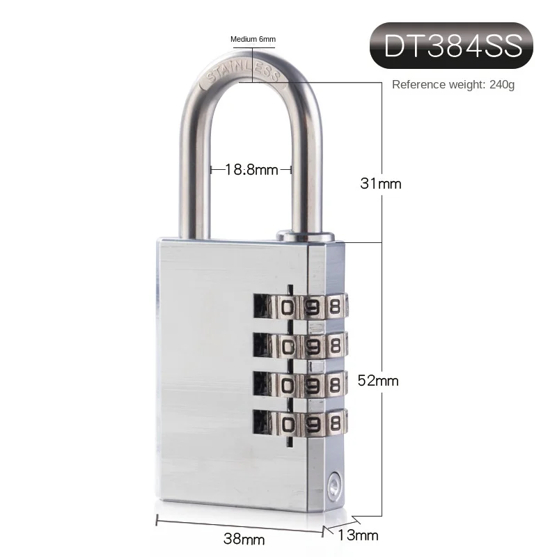 Large Solid Brass304Stainless Steel Lock Beam Outdoor Anti-Rust By Security Window Cabinet Password Lock Padlock Head