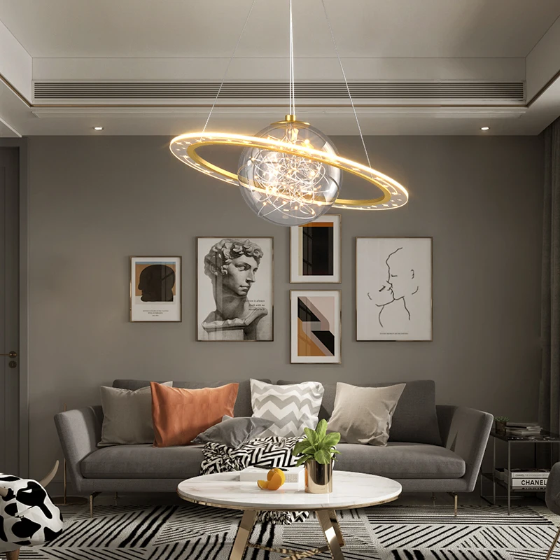 Imagem -02 - Planeta Pendant Light para Quarto de Crianças Decoração Nórdica Estrelado Luz Suspensa Redonda Sala de Estar Iluminação Criativa do Quarto 220v