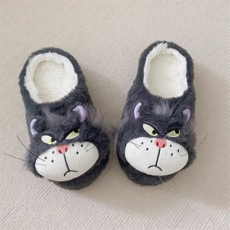 Disney Cartoon Anime Lucifer Cat cenerentola norvegese foresta gatto peluche ragazze pantofole da casa Kawaii antiscivolo scarpe di cotone caldo