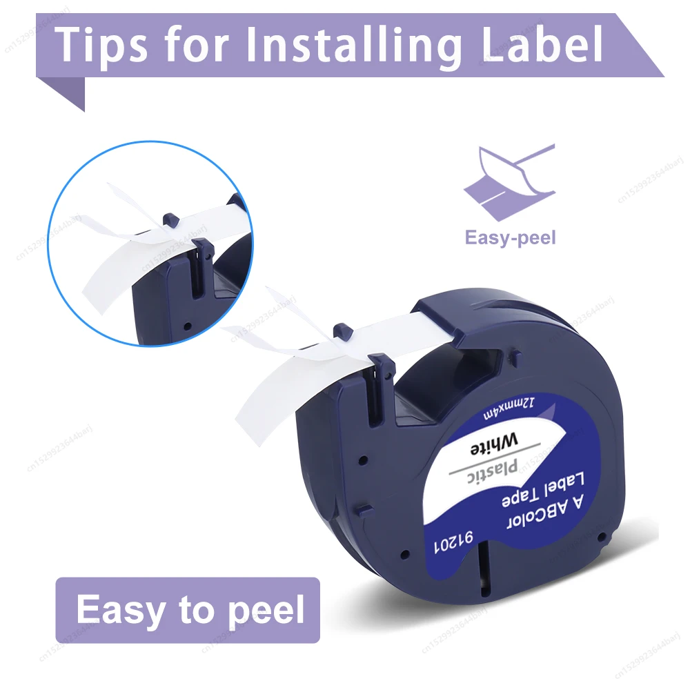 2/5/10PK 91201 Compatible con recargas Dymo Letratag 91201 91331 12267 91200 91202 Cinta LT de 12 mm para rotuladora Dymo LT100H 100T