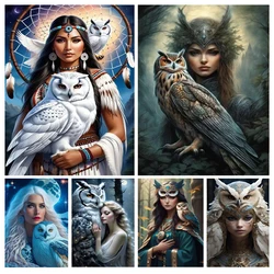 Dream Catcher Indian Woman And White Owl 5D DIY Diamond Painting Magic Elf New 2024 Cross Stitch Mosaic Diamond Embroidery Sale