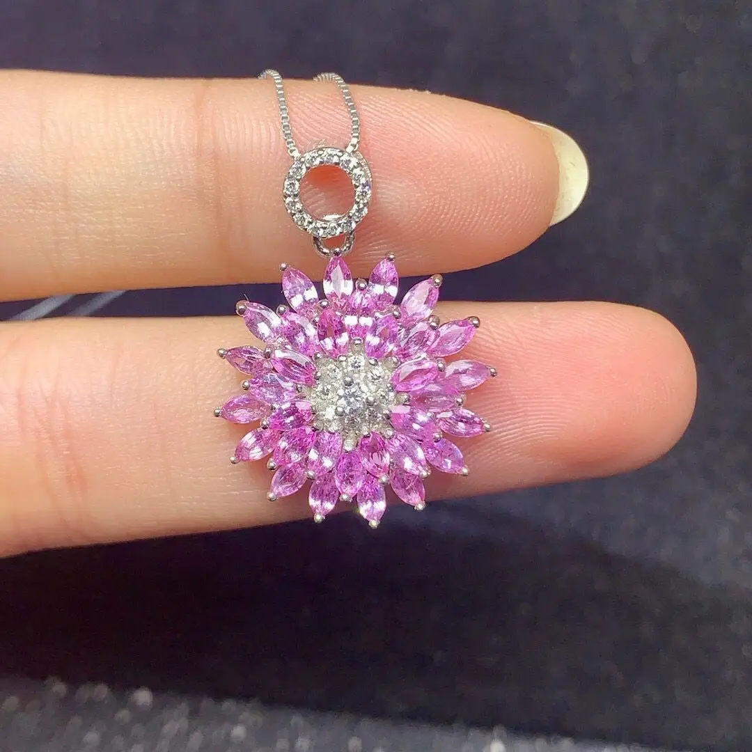 ZECAA Papalacha Pink Sapphire Jewelry Woman Papalacha Pink Pendant With Natural Papalacha Pink Sapphire Gemstone Jewelry 2*4mm